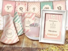 Kit Primera Comunión/ Bautismo Romántico Vintage. Imprimibles personalizables - comprar online