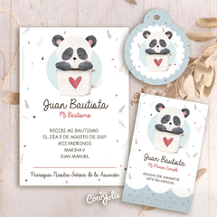 Oso panda, oso panda acuarela, oso panda tacita, kit imprimible cocojolie, babyshower, bautismo, cumple