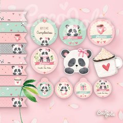 Kit Osito Panda Rosado. Imprimible Personalizable - CocoJolie Kits Imprimibles