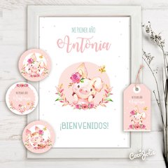 Kit Imprimible Chanchita Cerdita Romántica