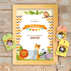 Kit Animalitos de la Selva Nene. Imprimible Personalizable - CocoJolie Kits Imprimibles