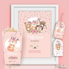 Kit Animalitos del Bosque Tribal Nena. Imprimible Personalizable - CocoJolie Kits Imprimibles