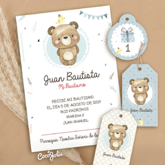 Osos, osito acuarela, cumple bautismo, babyshower