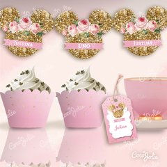 Kit Imprimible Minnie Rosa y Gold Dorado - CocoJolie Kits Imprimibles