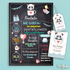 Kit Osito Panda Celeste. Imprimible Personalizable - CocoJolie Kits Imprimibles