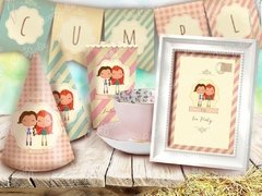 Kit Amigas Tea Party en Patines Vintage - CocoJolie Kits Imprimibles