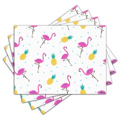 Jogo Americano - Flamingos e Abacaxis com 4 peças - 1007Jo