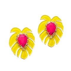 aros Julieta pasante amarillo y fucsia