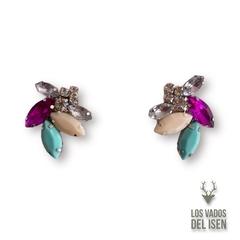 Par de Aros Beach aqua crudo y fucsia