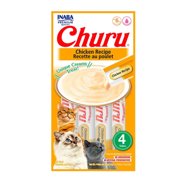 Sachê Purê Churu Galinha para Gatos com 4 unidades - 56g