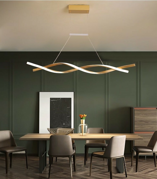 Lustre Pendente de LED Moderno Infinito Dourado para Sala de Jantar,  Quartos, Sala de Estar e