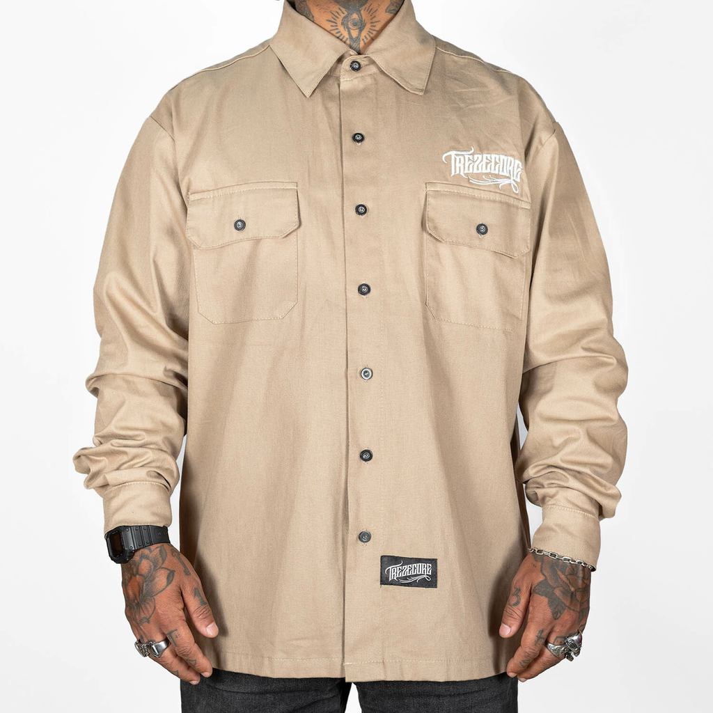 Camisa Work Shirt Treze Core - Manga Longa Bege