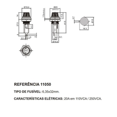 Imagem do Porta Fusível tipo Rosca 3AG 6x32 mm 11050 Margirius