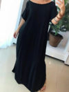 vestido plus size preto longo