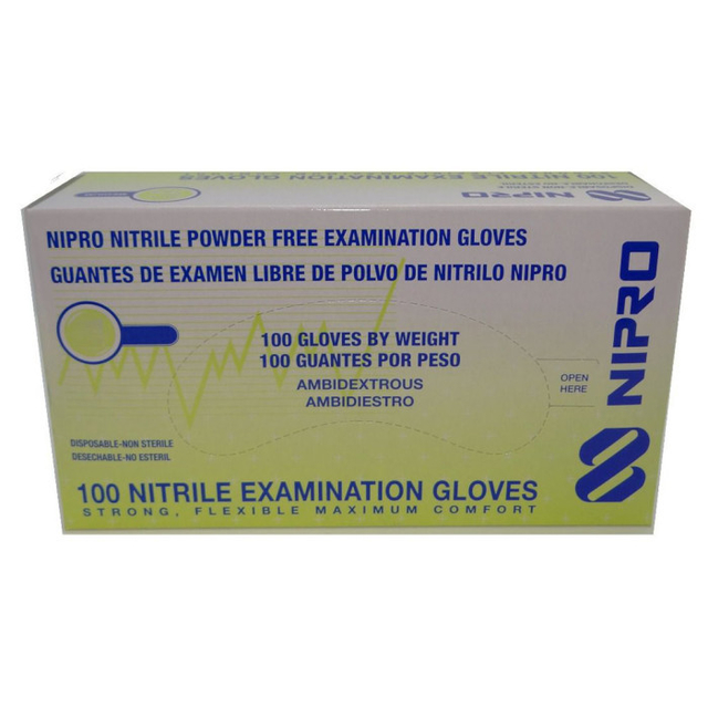 Guantes examen de nitrilo "Negros" caja x 100U Talla L (LARGE) NIPRO