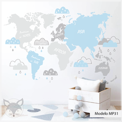Modelo MP31 Mapa con nubes y lluvia - Little Dreamer Deco - vinilos decorativos infantiles