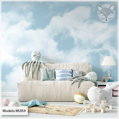 Modelo MUI59 Cielo acuarela celeste con nubes blancas - comprar online