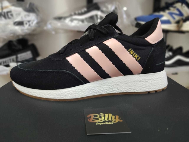 TÊNIS ADIDAS INIKI BOOST RUNNER -PRETO COM ROSA - N. 37 BR - FOTOS REAIS DO  PRODUTO (ENVIO IMEDIATO)