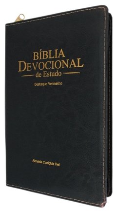 Bíblia devocional de estudo - capa com zíper preta