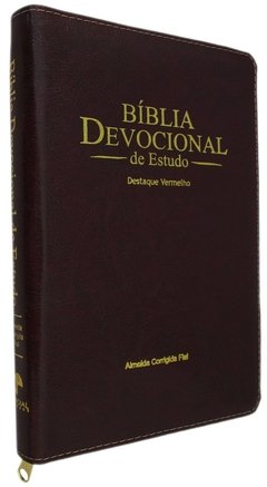 Bíblia devocional de estudo - capa com zíper vinho