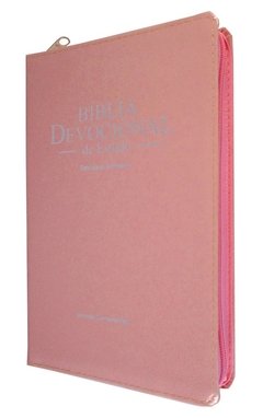 Bíblia devocional de estudo - capa com zíper rosa