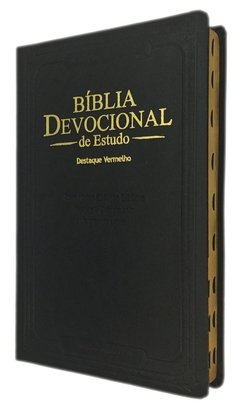 Bíblia devocional de estudo - capa luxo preta relevo