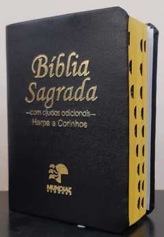 Bíblia sagrada com ajudas adicionais e harpa média - capa luxo preta
