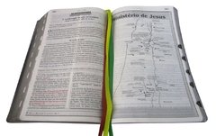 Biblia devocional de estudo - capa luxo azul relevo