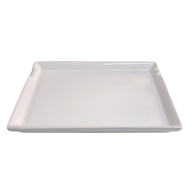 Plato para Sushi Blanco de Ceramica con Apoya Palitos 16 5 x 23 5 cm
