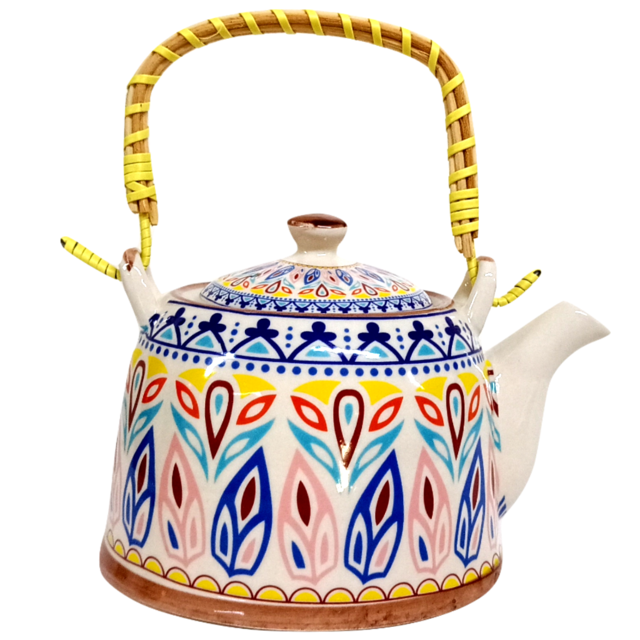 Tetera de Ceramica Oriental Hojas Colores 900 ml
