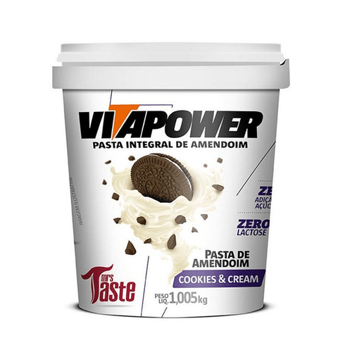 VITAPOWER PASTA DE AMENDOIM COOKIES & CREAM 1,005KG - MRS TASTE