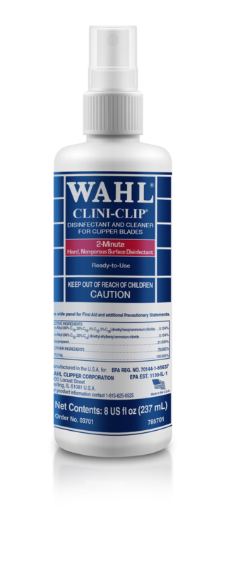 SPRAY DESINFECTANTE Y LIMPIADOR MARCA WAHL CLINI CLIP POR 237 ml.