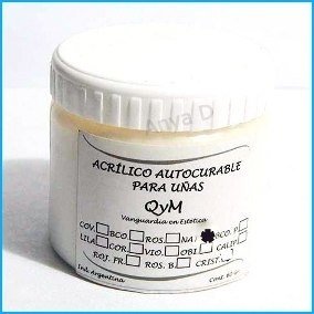 POLIMERO POLVO ACRILICO PARA CONTRUIR UÑAS ACRILICAS MARCA QYM POR 60 grs. * VARIOS COLORES A ELECCION