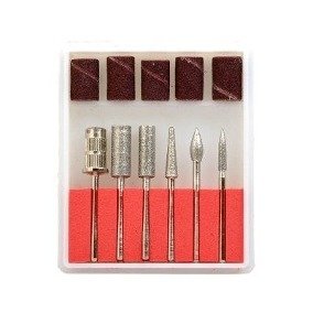 SET 6 FRESAS METALICAS + 6 LIJAS PARA MINITORNO DE MANO * MANICURIA UÑAS (CH) - TODOPELUQUERIAS