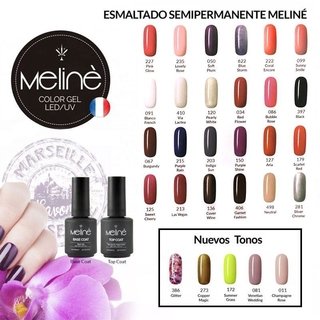 ESMALTE SEMIPERMANENTE DE UÑAS MARCA MELINE POR 15ml PARA SECADO CON CABINA UV/LED "OFERTA"