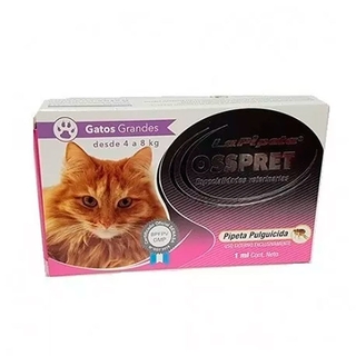 PIPETA PARA GATOS GRANDES DE 4 A 8 Kg MARCA OSSPRET PULGICIDA GARRAPATICIDA REPELENTE DE MOSCAS Y MOSQUITOS - comprar online