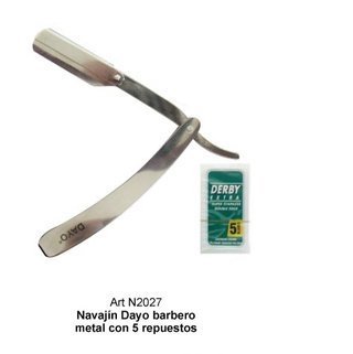 NAVAJA CON MANGO METALICO MARCA DAYO MODELO N2027 * USA FILOS INTERCAMBIABLE TIPO GILLETTE * PARA PELUQUERIA ó BARBERIA