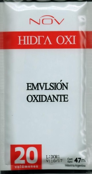 EMULSION OXIDANTE / CREMA OXIGENADA MARCA NOV DE 20 VOLUMENES SACHET POR 47 grs.