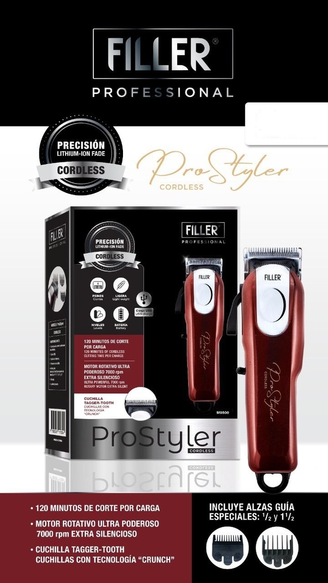 CORTADORA PROFESIONAL RECARGABLE MARCA FILLER MODELO PROSTYLER SIMIL WAHL MAGIC CLIP