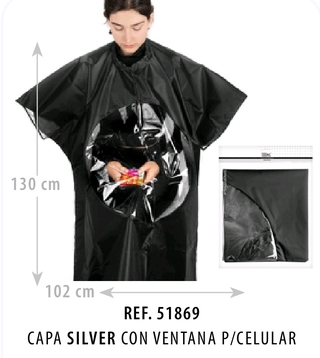 PEINADOR * CAPA SILVER IMPERMEABLE PARA USAR EL CELULAR * PARA CORTE ó TINTURA (821) (OT)