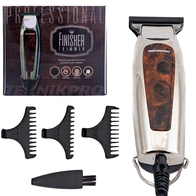 CORTADORA DE PELO CON CABLE MARCA TEKNIKPRO MODELO FINISHER ACCESORIOS