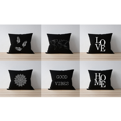 Funda de almohadon 40x40 NEGRO con frases