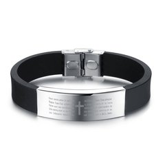 Jewelora* 4352 Pulseira Masculina Aço Inox Oração Cruz - comprar online