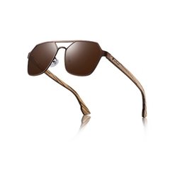 Hu Wood* 8039 Óculos de Sol Masculino Quadrado Madeira & Aço inox Polarizado - loja online