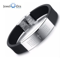 Jewelora* 4352 Pulseira Masculina Aço Inox Oração Cruz