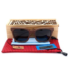 Óculos de sol feminino armação em madeira retrô oversized - loja online