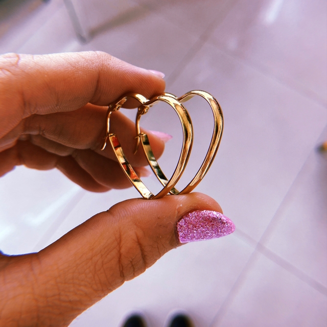 Argollas corazon acero dorado cod 13