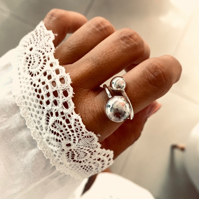 Anillo dos bolas plata 925 cod 48