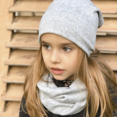 Combo Beanie + Cuellito Lanilla Gris