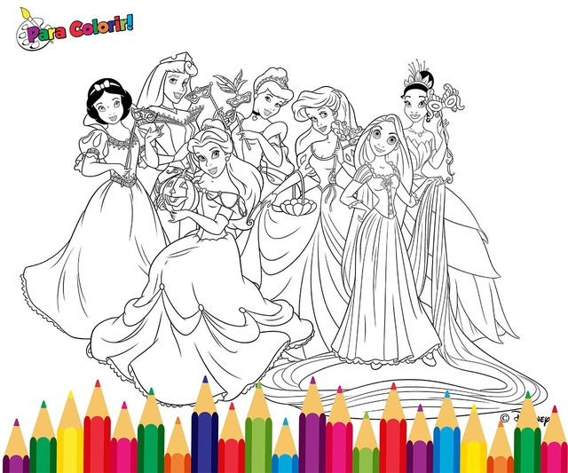 Jogue Pintura Princesas da Disney, um jogo de Pintar